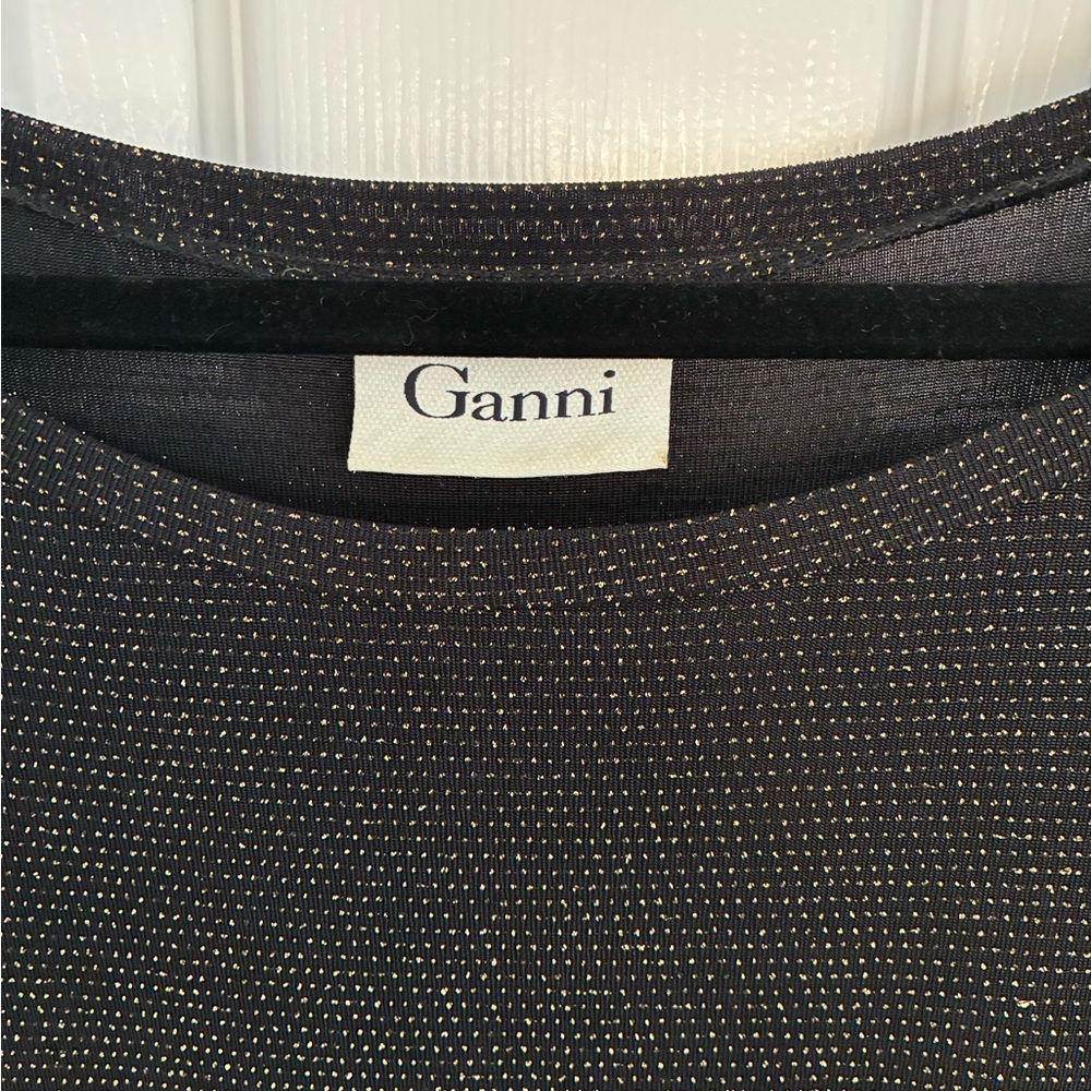 Ganni Vanessa Glitter Dress • Black/Gold • Size M